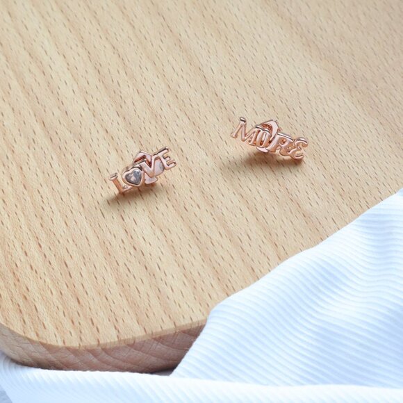 Kate Spade spell it out more love Earrings. Rose Gold - Picture 1 of 2
